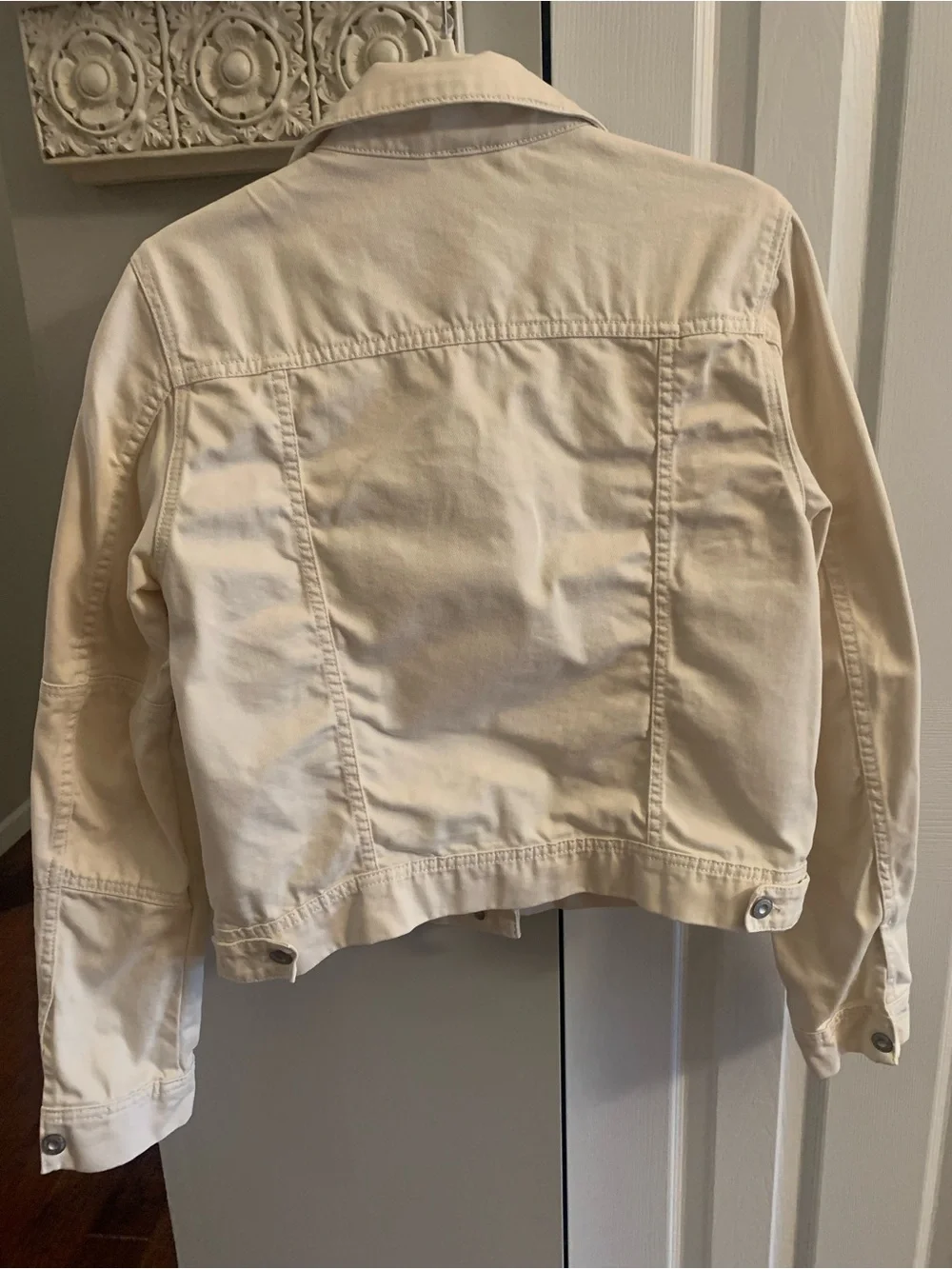Free People Cropped Cream Jean Jacket - M